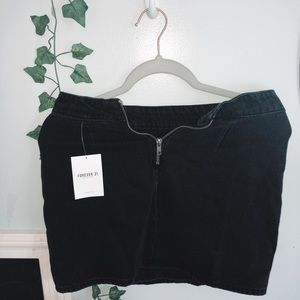 Black denim skirt